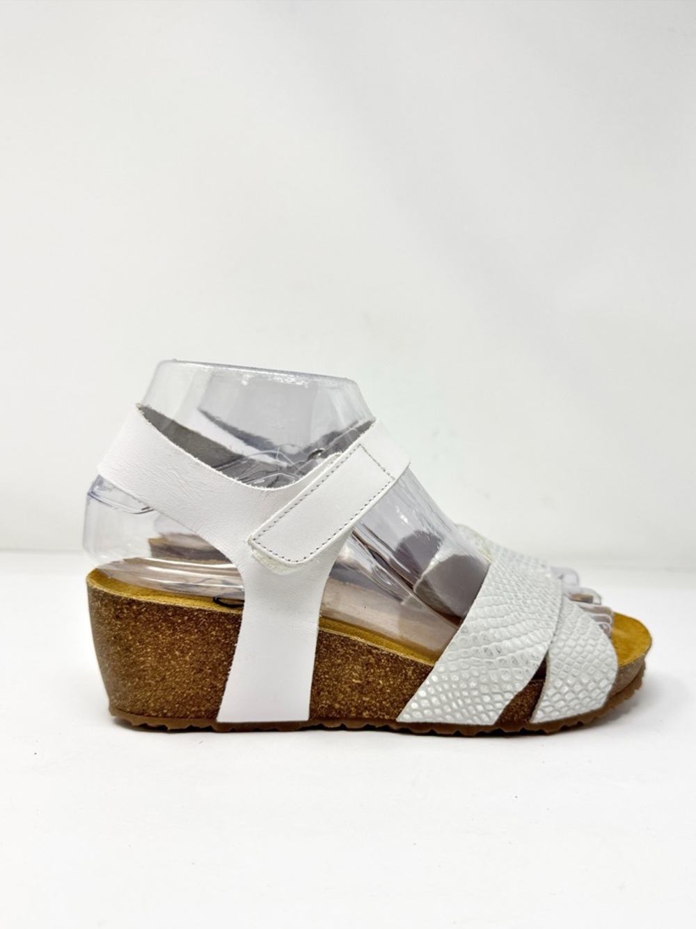 OTBT NEW Harriett Cork Wedge Sandals White Silver Size 6